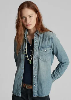 Chemise Western En Denim Indigo