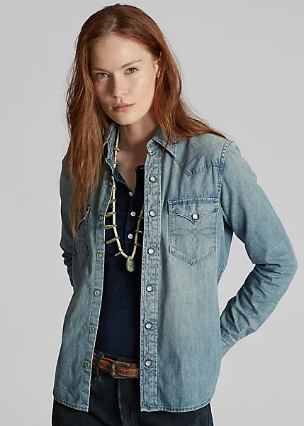 Chemise Western En Denim Indigo 1 Chemise Western En Denim Indigo