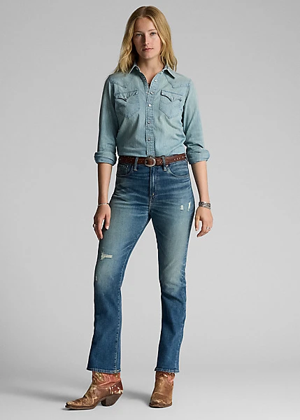 Chemise Western En Denim Indigo 4 Chemise Western En Denim Indigo – Image 4