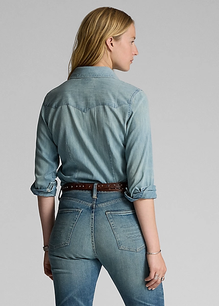 Chemise Western En Denim Indigo 5 Chemise Western En Denim Indigo – Image 5