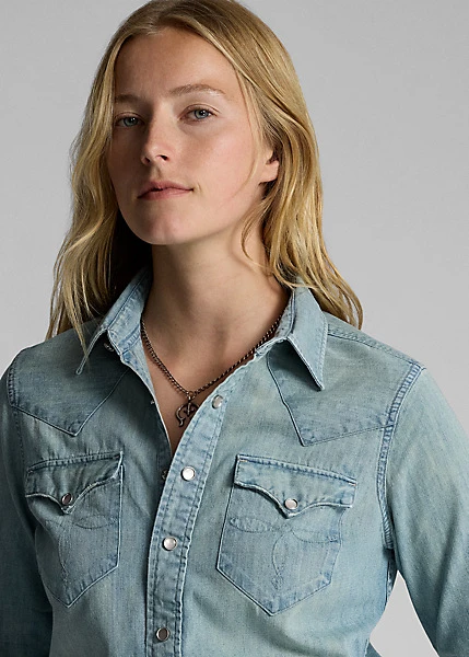 Chemise Western En Denim Indigo 6 Chemise Western En Denim Indigo – Image 6