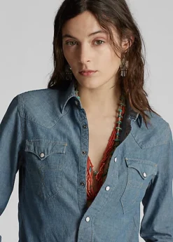 Chemise Western En Chambray Indigo