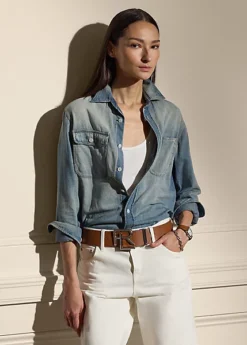 Chemise Tamia En Denim De Coton Et Lin