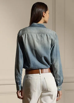 Chemise Tamia En Denim De Coton Et Lin -Pas Cher T-Shirts Hauts Magasin s7 1443803 alternate3