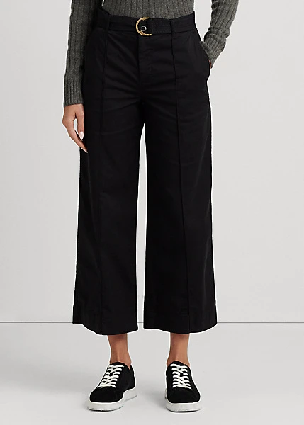 Pantalon Ceinturé à Jambe Large En Sergé 3 Pantalon Ceinturé à Jambe Large En Sergé – Image 3