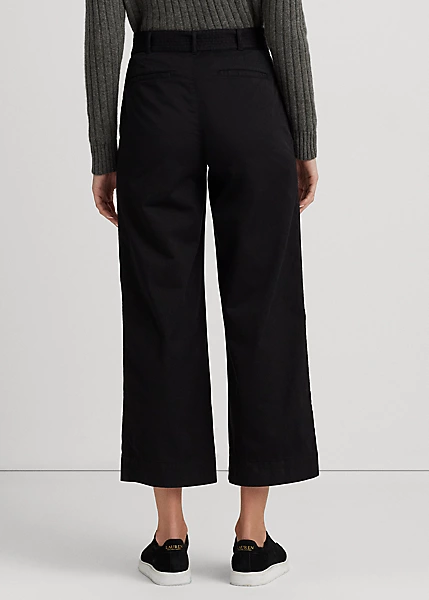 Pantalon Ceinturé à Jambe Large En Sergé 4 Pantalon Ceinturé à Jambe Large En Sergé – Image 4