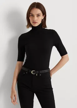 Col Roulé En Jersey Stretch Métallisé