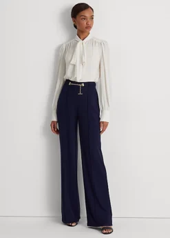 Pantalon Large Ceinturé à Pinces Jersey