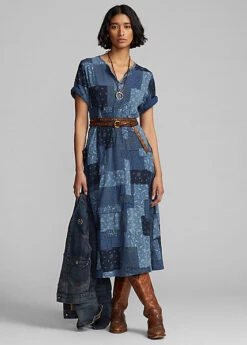 Robe à Patchwork Jersey Indigo -Pas Cher T-Shirts Hauts Magasin s7 1464683 alternate2