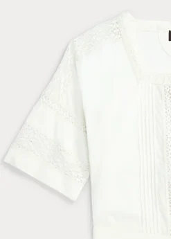 Robe En Lin Et Coton Bordée De Dentelle -Pas Cher T-Shirts Hauts Magasin s7 1464706 alternate17