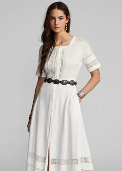 Robe En Lin Et Coton Bordée De Dentelle -Pas Cher T-Shirts Hauts Magasin s7 1464706 alternate2