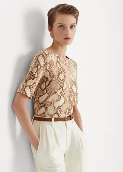 T-shirt Peau De Serpent En Coton Stretch