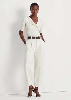 T-shirt à Devant Torsadé En Coton Côtelé -Pas Cher T-Shirts Hauts Magasin s7 1483723 alternate1