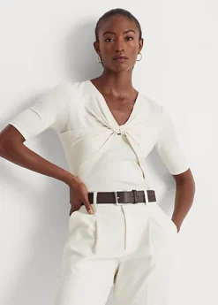 T-shirt à Devant Torsadé En Coton Côtelé