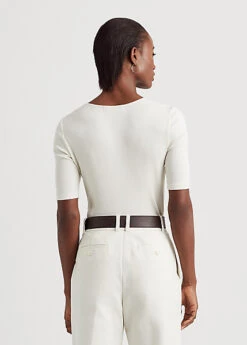 T-shirt à Devant Torsadé En Coton Côtelé -Pas Cher T-Shirts Hauts Magasin s7 1483723 alternate3