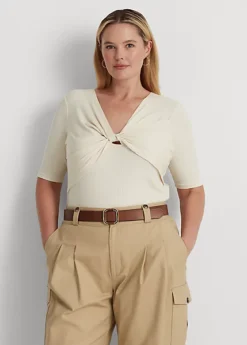 T-shirt Devant Croisé En Coton Côtelé