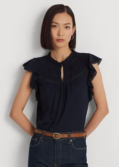 Chemisier Volanté En Jersey à Dentelle