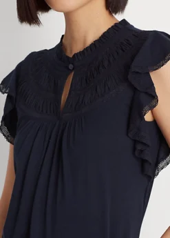 Chemisier Volanté En Jersey à Dentelle -Pas Cher T-Shirts Hauts Magasin s7 1483753 alternate4