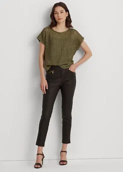 Pantalon 7/8 Skinny En Cuir Stretch