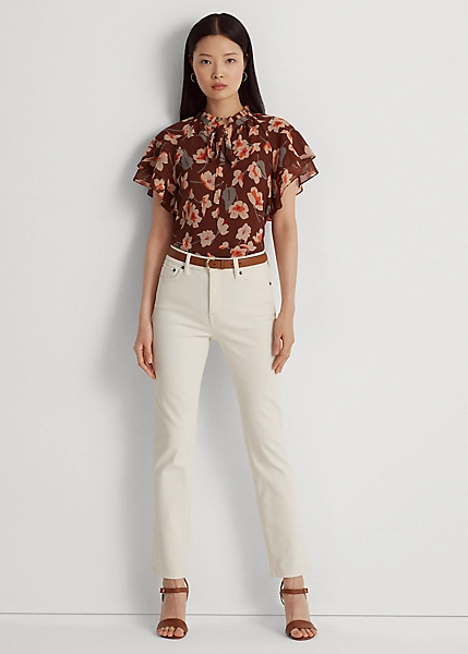 Chemisier Lavallière Fleuri En Georgette 3 Chemisier Lavallière Fleuri En Georgette – Image 3