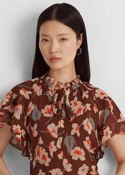 Chemisier Lavallière Fleuri En Georgette 9 Chemisier Lavallière Fleuri En Georgette -Pas Cher T-Shirts Hauts Magasin s7 1483829 alternate4