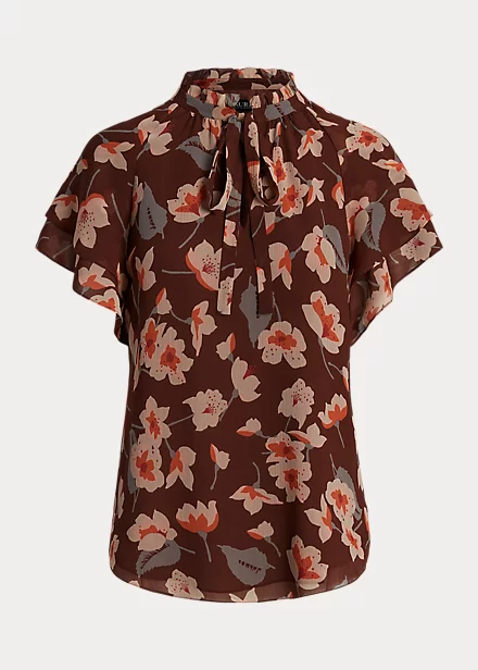 Chemisier Lavallière Fleuri En Georgette 2 Chemisier Lavallière Fleuri En Georgette – Image 2