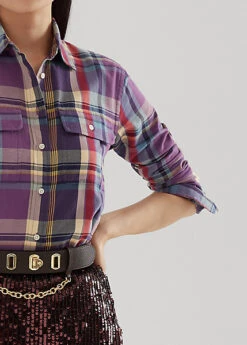 Chemise écossaise En Sergé Et Daim -Pas Cher T-Shirts Hauts Magasin s7 1483871 alternate4