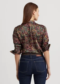 Chemise Fleurie En Charmeuse De Satin -Pas Cher T-Shirts Hauts Magasin s7 1483911 alternate3