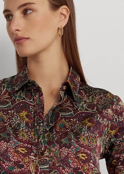 Chemise Fleurie En Charmeuse De Satin -Pas Cher T-Shirts Hauts Magasin s7 1483911 alternate4