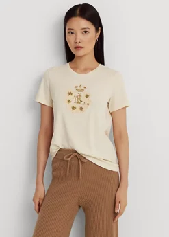 T-shirt Perlé à Logo En Jersey