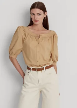 Chemise à Manches Bouffantes En Popeline