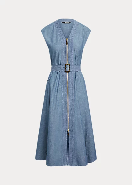 Robe Ceinturée Mancherons En Denim 2 Robe Ceinturée Mancherons En Denim – Image 2