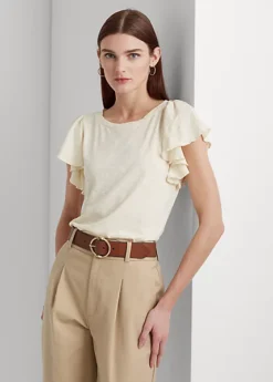 T-shirt Manches volantées Jersey Flammé