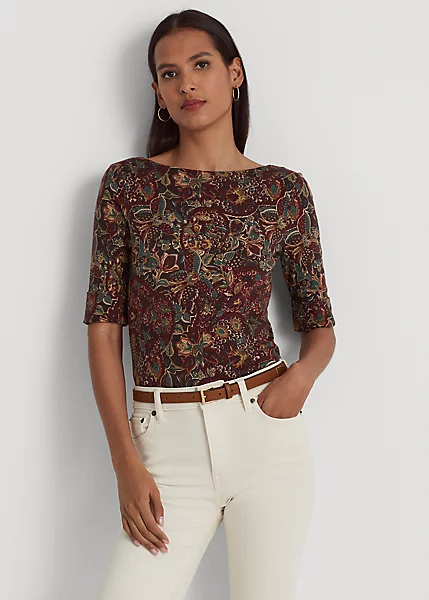 Haut En Coton Stretch à Encolure Bateau 1 Haut En Coton Stretch à Encolure Bateau