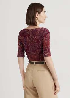 Haut Encolure Bateau à Motif Cachemire 8 Haut Encolure Bateau à Motif Cachemire -Pas Cher T-Shirts Hauts Magasin s7 1484493 alternate3