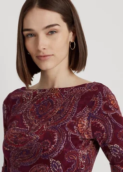 Haut Encolure Bateau à Motif Cachemire 9 Haut Encolure Bateau à Motif Cachemire -Pas Cher T-Shirts Hauts Magasin s7 1484493 alternate4