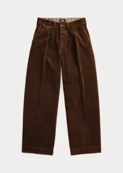 Pantalon En Velours Côtelé Plissé