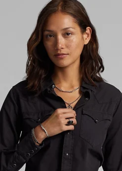 Chemise Western En Sergé De Coton 14 Chemise Western En Sergé De Coton -Pas Cher T-Shirts Hauts Magasin s7 1485177 alternate4