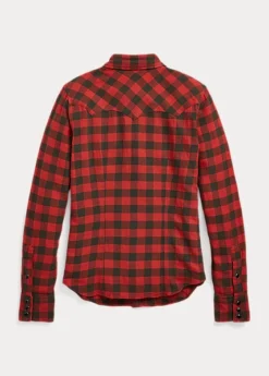 Chemise Western écossaise Coton Et Lin -Pas Cher T-Shirts Hauts Magasin s7 1485178 alternate15