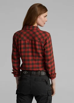 Chemise Western écossaise Coton Et Lin -Pas Cher T-Shirts Hauts Magasin s7 1485178 alternate3