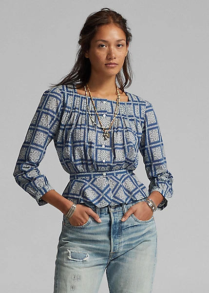 Chemisier à Basque Voile De coton 2 Chemisier à Basque Voile De coton – Image 2