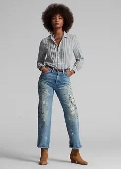 Chemisier Plissé à Motif Rayé En Coton -Pas Cher T-Shirts Hauts Magasin s7 1485182 alternate2