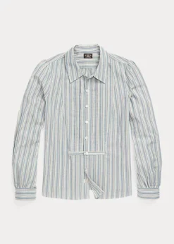 Chemisier Plissé à Motif Rayé En Coton