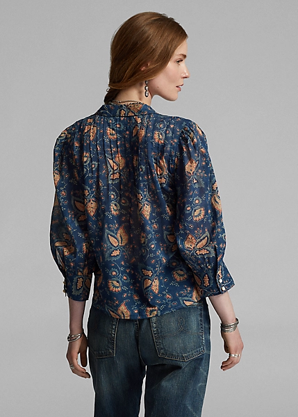 Chemisier Fleuri Plis Piqués Voile Coton 4 Chemisier Fleuri Plis Piqués Voile Coton – Image 4