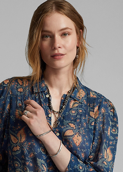 Chemisier Fleuri Plis Piqués Voile Coton 5 Chemisier Fleuri Plis Piqués Voile Coton – Image 5