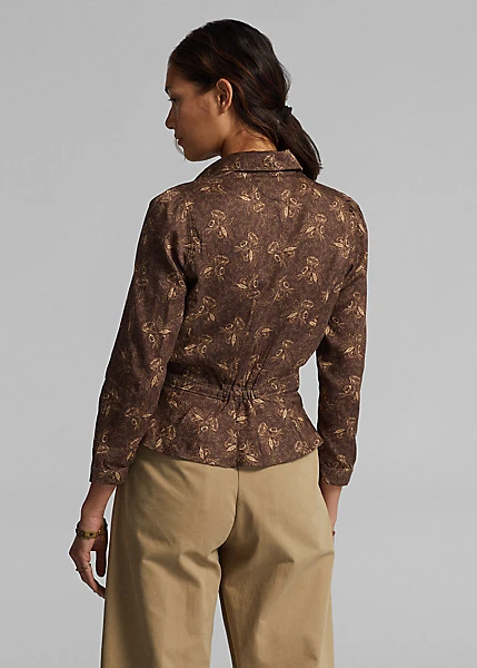 Chemisier Fleuri à Basque En Satinette 4 Chemisier Fleuri à Basque En Satinette – Image 4