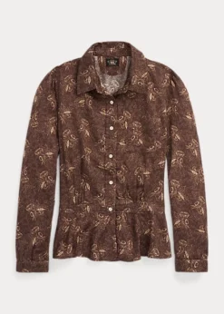 Chemisier Fleuri à Basque En Satinette