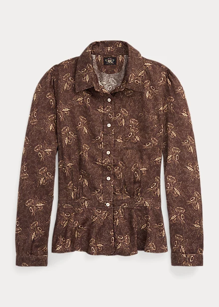 Chemisier Fleuri à Basque En Satinette 1 Chemisier Fleuri à Basque En Satinette