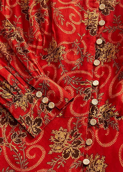 Robe En Coton Fleuri Coupée En Biais 9 Robe En Coton Fleuri Coupée En Biais – Image 9