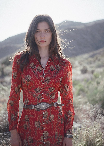 Robe En Coton Fleuri Coupée En Biais 11 Robe En Coton Fleuri Coupée En Biais – Image 11